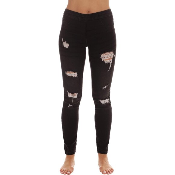 Pants - Women Ripped Denim Jeggings High Rise Stretch Fabric Casual Pants